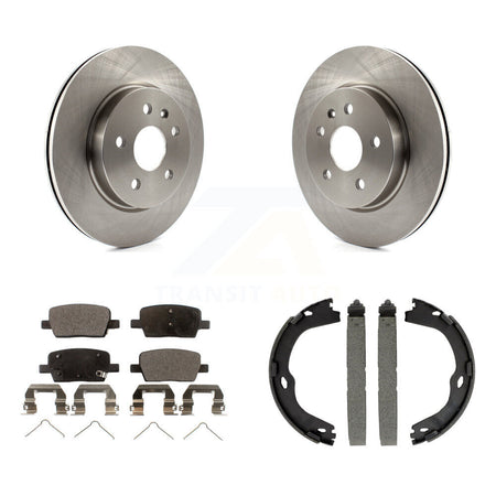 Rear Disc Rotors Semi-Metallic Pads And Parking Brake Shoes Kit For Chevrolet Camaro K8F-104454