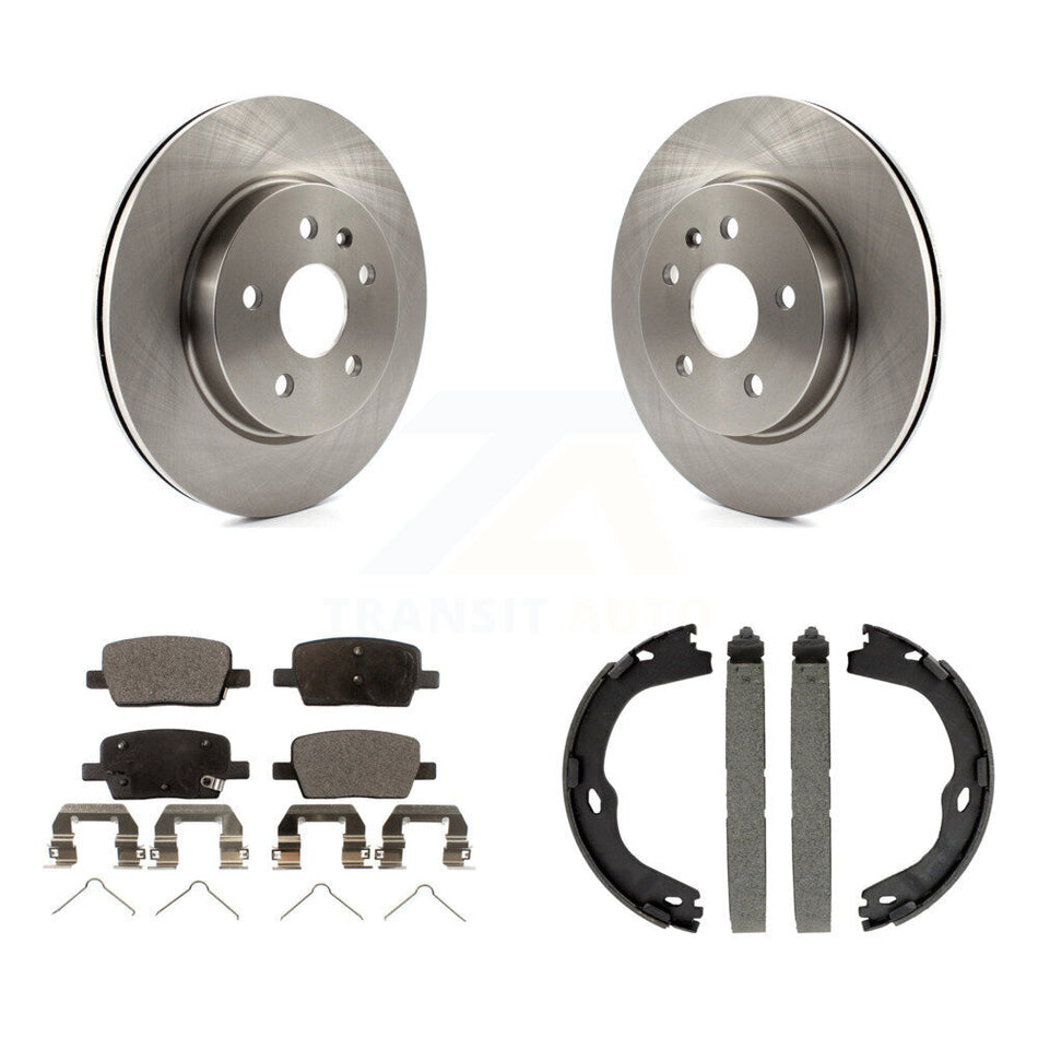 Rear Disc Rotors Semi-Metallic Pads And Parking Brake Shoes Kit For Chevrolet Camaro K8F-104454
