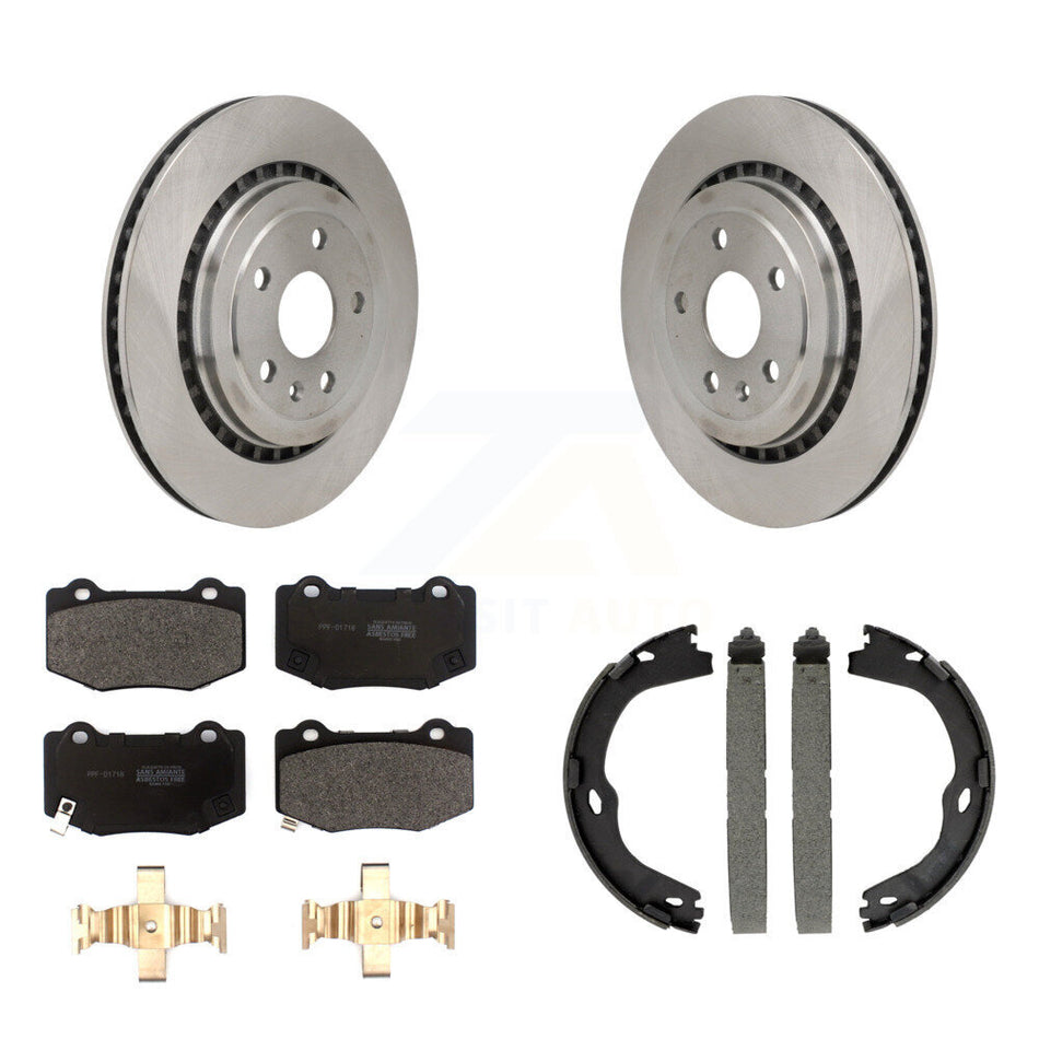 Rear Disc Rotors Semi-Metallic Pads & Parking Shoes Kit For Chevrolet Camaro Cadillac ATS K8F-104455