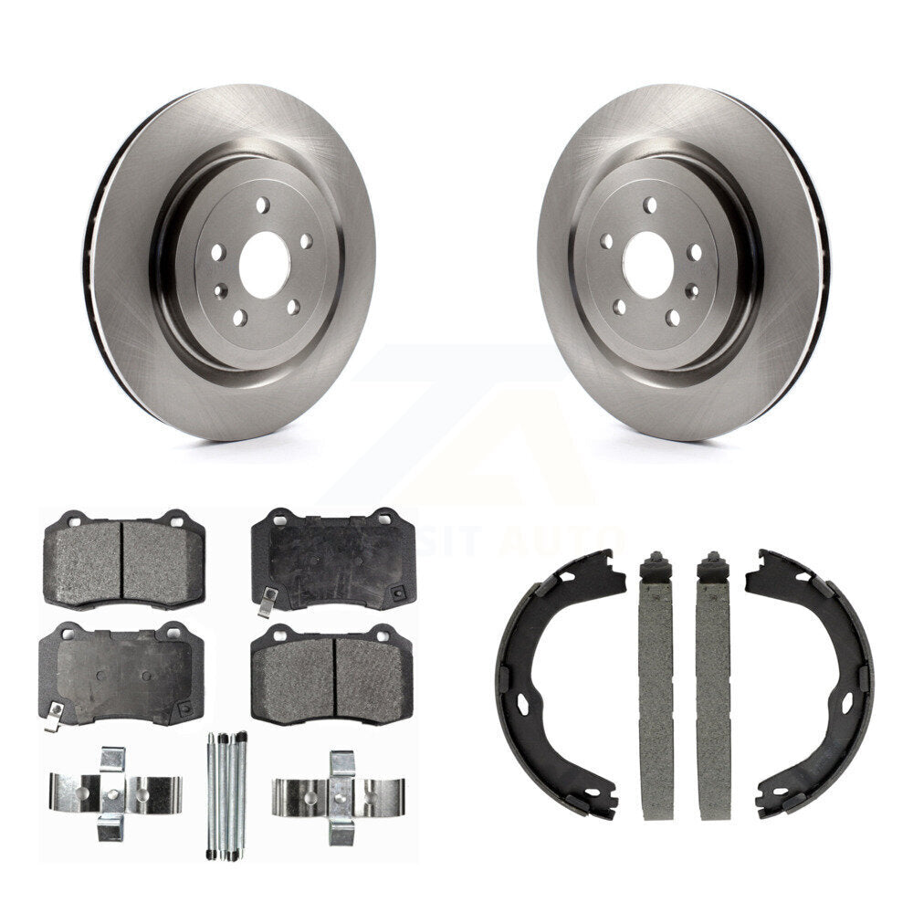 Rear Disc Rotors Semi-Metallic Pads & Parking Shoes Kit For Chevrolet Camaro Cadillac CTS K8F-104456