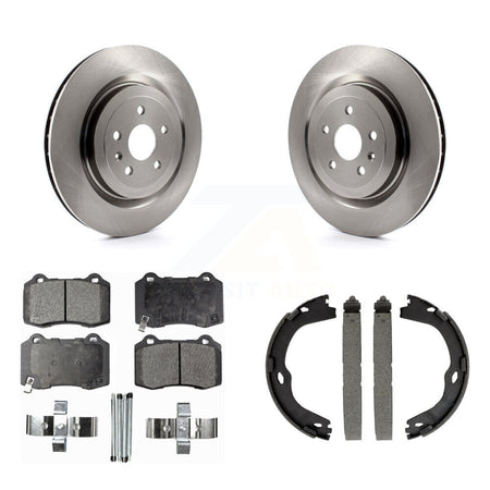 Rear Disc Rotors Semi-Metallic Pads & Parking Shoes Kit For Chevrolet Camaro Cadillac CTS K8F-104456