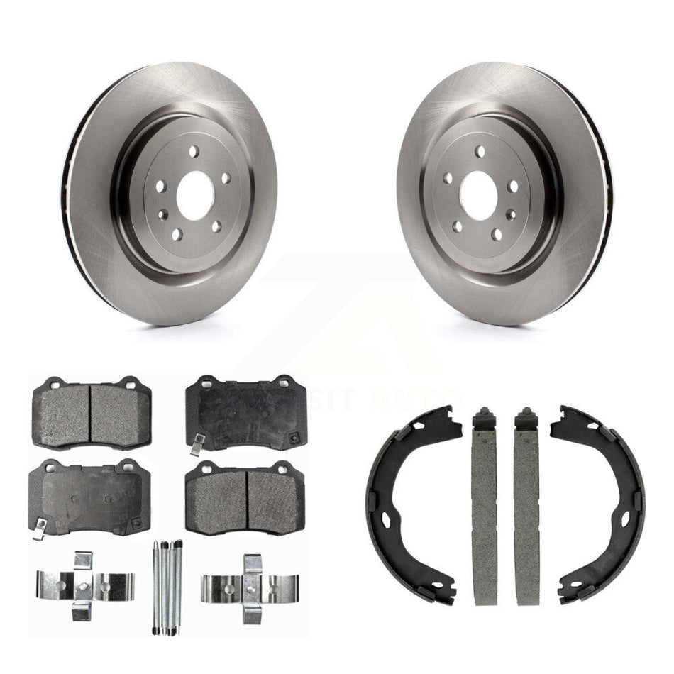 Rear Disc Rotors Semi-Metallic Pads & Parking Shoes Kit For Chevrolet Camaro Cadillac CTS K8F-104456