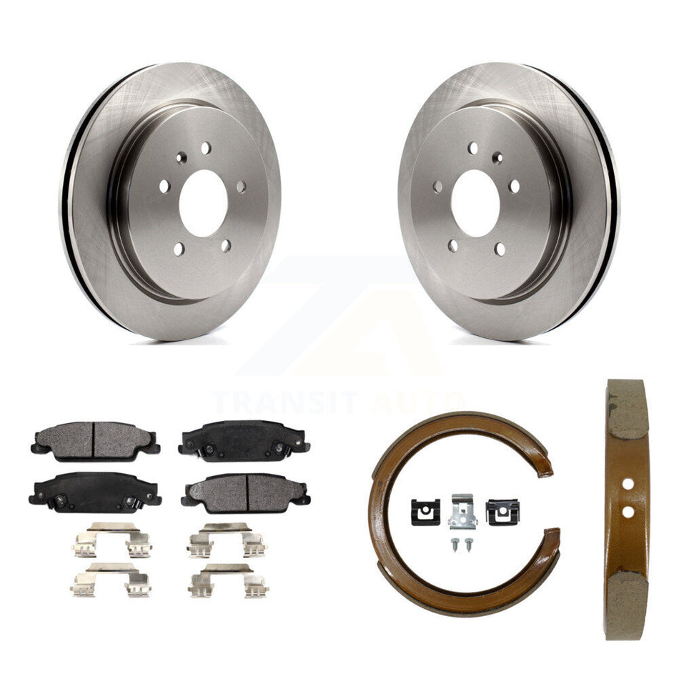Rear Disc Rotors Semi-Metallic Pads And Parking Brake Shoes Kit For Cadillac CTS STS K8F-104458