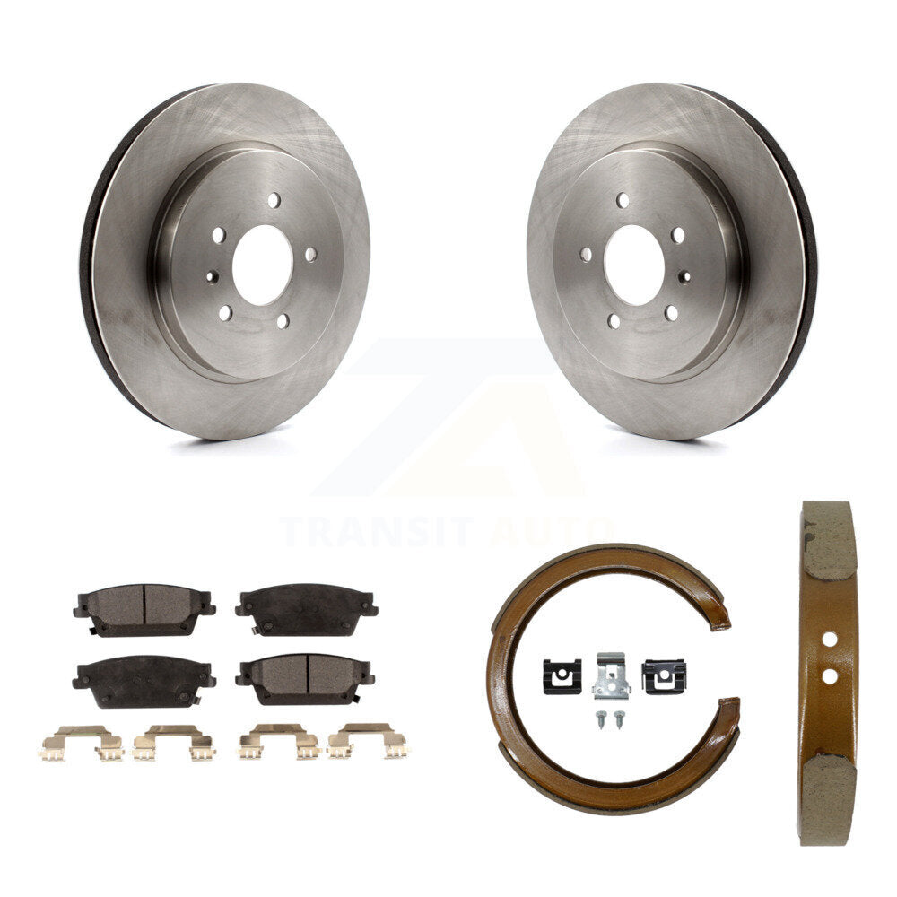 Rear Disc Rotors Semi-Metallic Pads And Parking Brake Shoes Kit For Cadillac CTS STS K8F-104461