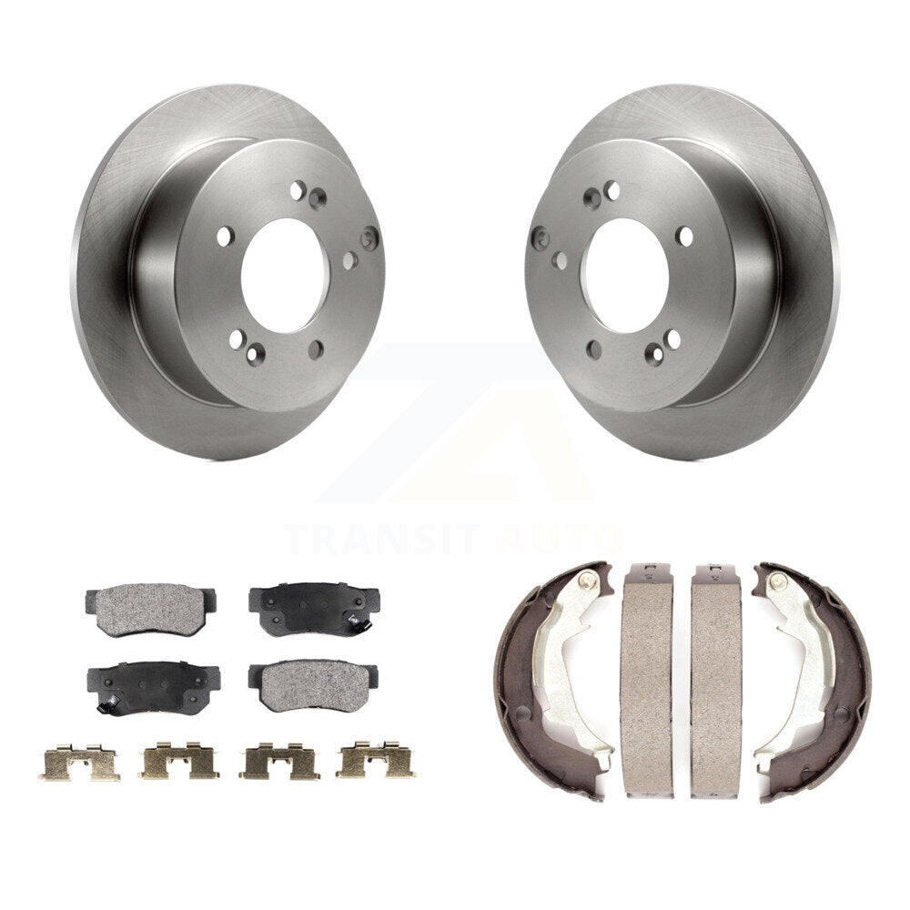 Rear Disc Rotors Semi-Metallic Pads Parking Shoes Kit For Hyundai Sonata XG350 Kia Optima K8F-104465
