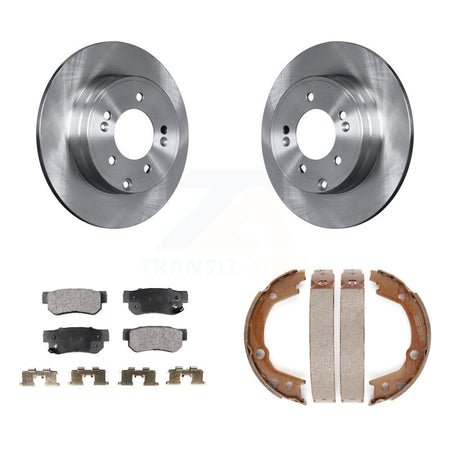 Rear Disc Rotors Semi-Metallic Pads And Parking Brake Shoes Kit For Hyundai Sonata 3.3L K8F-104467