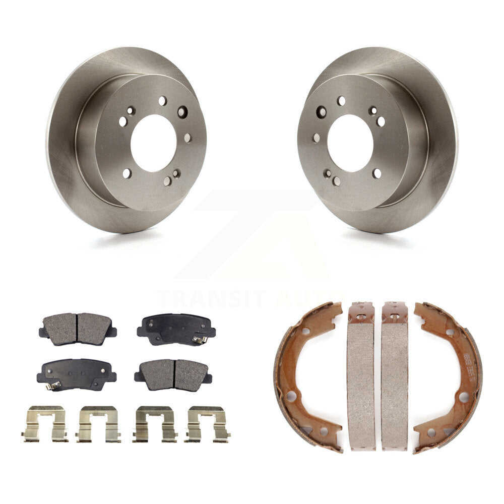 Rear Disc Rotors Semi-Metallic Pads & Parking Shoes Kit For Hyundai Elantra From 03 23 10 K8F-104473