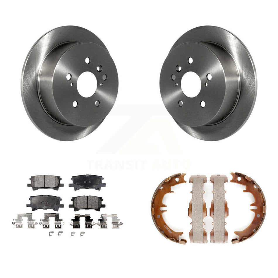Rear Disc Rotors Semi-Metallic Pads & Parking Shoes Kit For Lexus RX350 Toyota Highlander K8F-104474