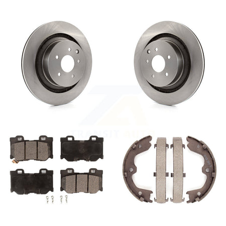 Rear Disc Rotors Semi-Metallic Pads & Parking Shoes Kit For INFINITI G37 Nissan 370Z Q60 K8F-104480
