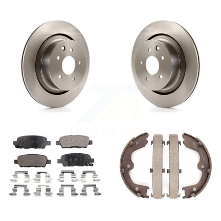 Rear Disc Rotors Semi-Metallic Pads And Parking Brake Shoes Kit For INFINITI G35 Q60 K8F-104483