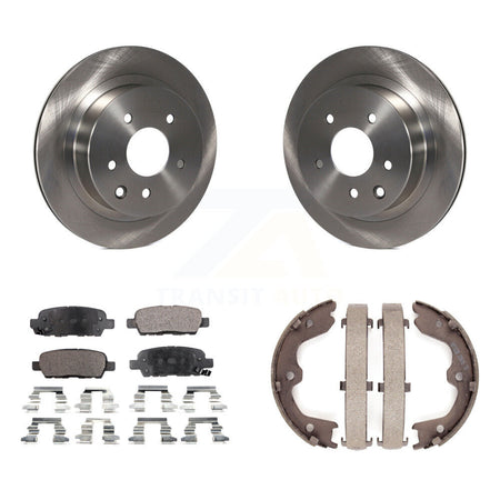 Rear Disc Rotors Semi-Metallic Pads Parking Brake Shoes Kit For INFINITI G35 Nissan 350Z K8F-104487