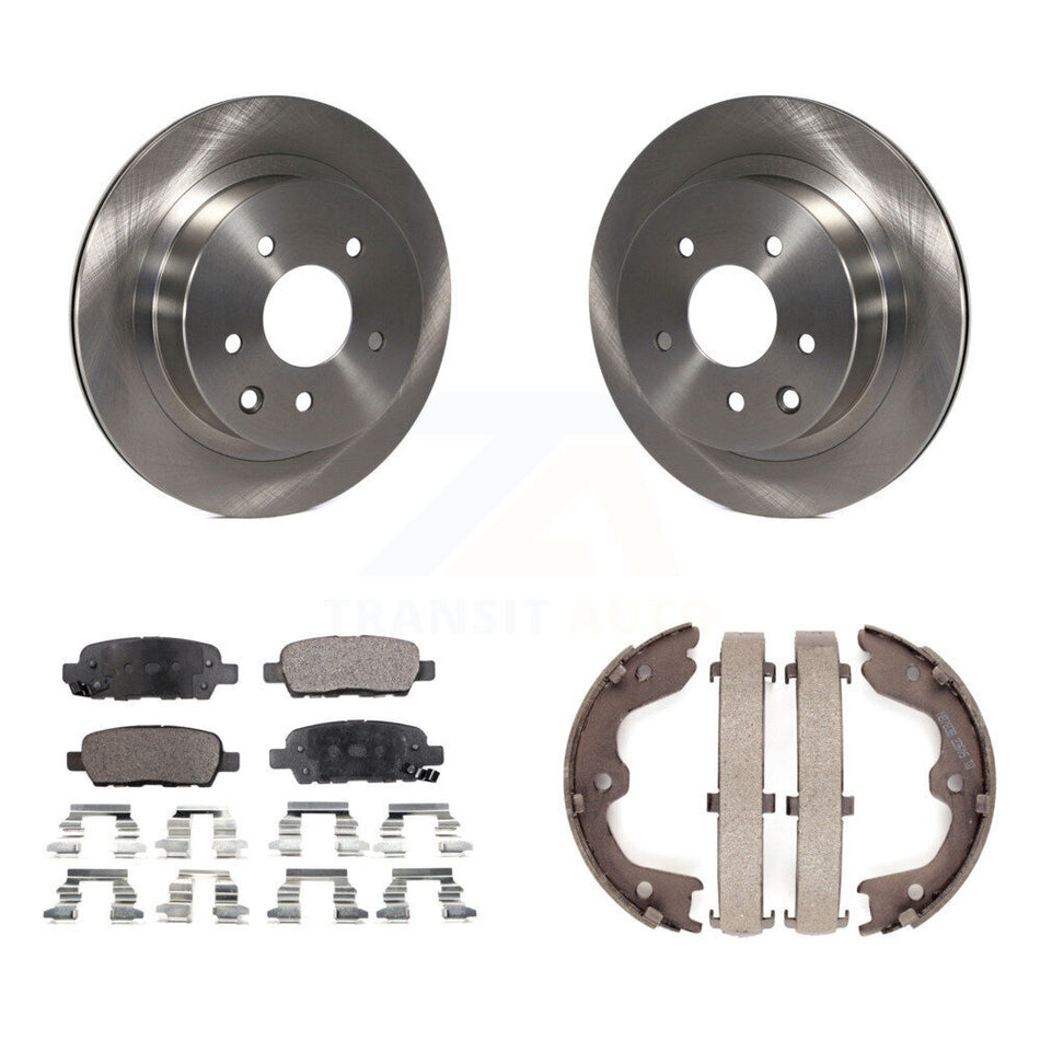 Rear Disc Rotors Semi-Metallic Pads Parking Brake Shoes Kit For INFINITI G35 Nissan 350Z K8F-104487