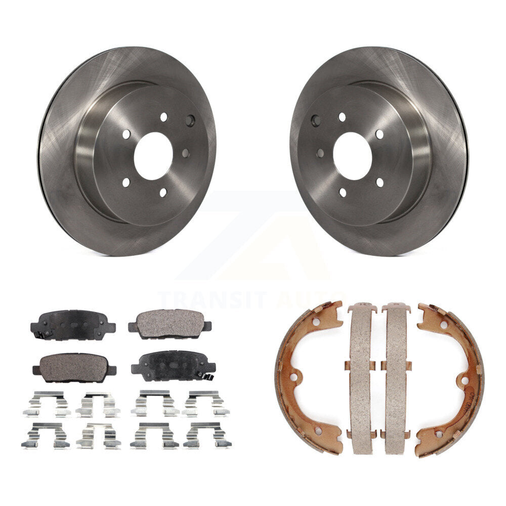 Rear Disc Rotors Semi-Metallic Pads Parking Shoes Kit For INFINITI FX35 Nissan Quest FX45 K8F-104489