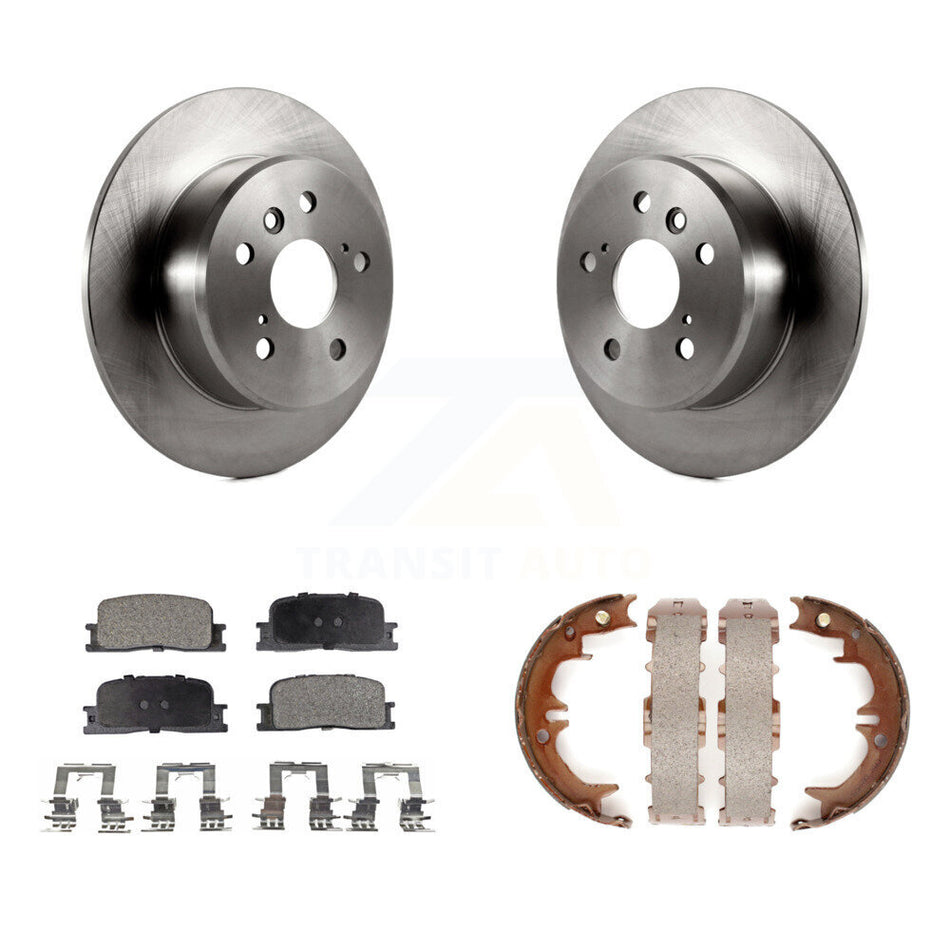Rear Disc Rotors Semi-Metallic Pads Parking Shoes Kit For 2001-2003 Toyota Highlander FWD K8F-104493