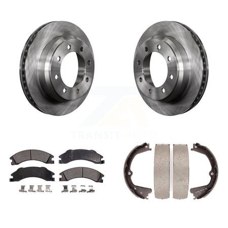 Rear Disc Rotors Semi-Metallic Pads And Parking Shoes Kit For Ford E-350 Super Duty E-250 K8F-104497