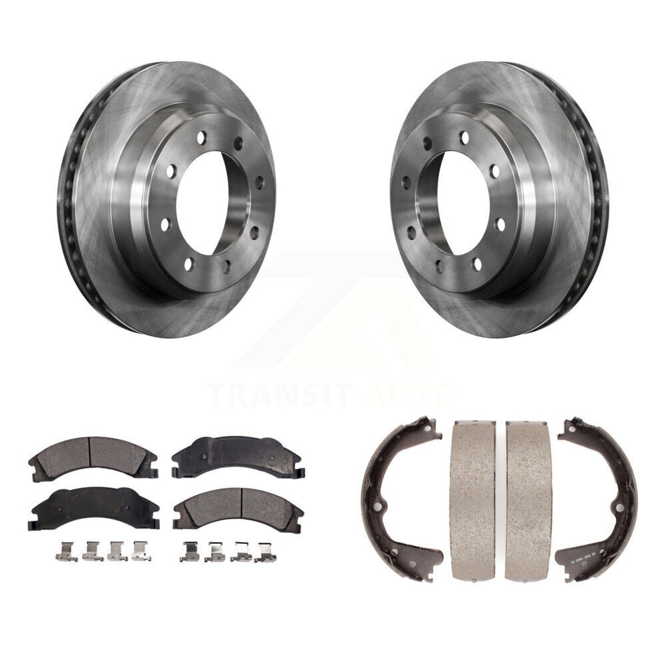 Rear Disc Rotors Semi-Metallic Pads And Parking Shoes Kit For Ford E-350 Super Duty E-250 K8F-104497