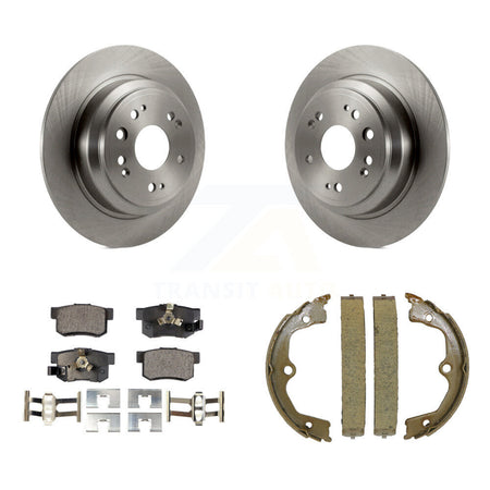 Rear Disc Rotors Semi-Metallic Pads & Parking Brake Shoes Kit For Honda Accord Crosstour K8F-104501