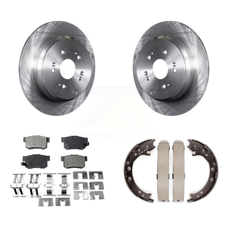 Rear Disc Rotors Semi-Metallic Pads And Parking Brake Shoes Kit For Acura RDX K8F-104503
