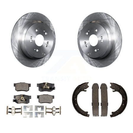 Rear Disc Rotors Semi-Metallic Pads And Parking Brake Shoes Kit For 2005-2006 Honda CR-V K8F-104504