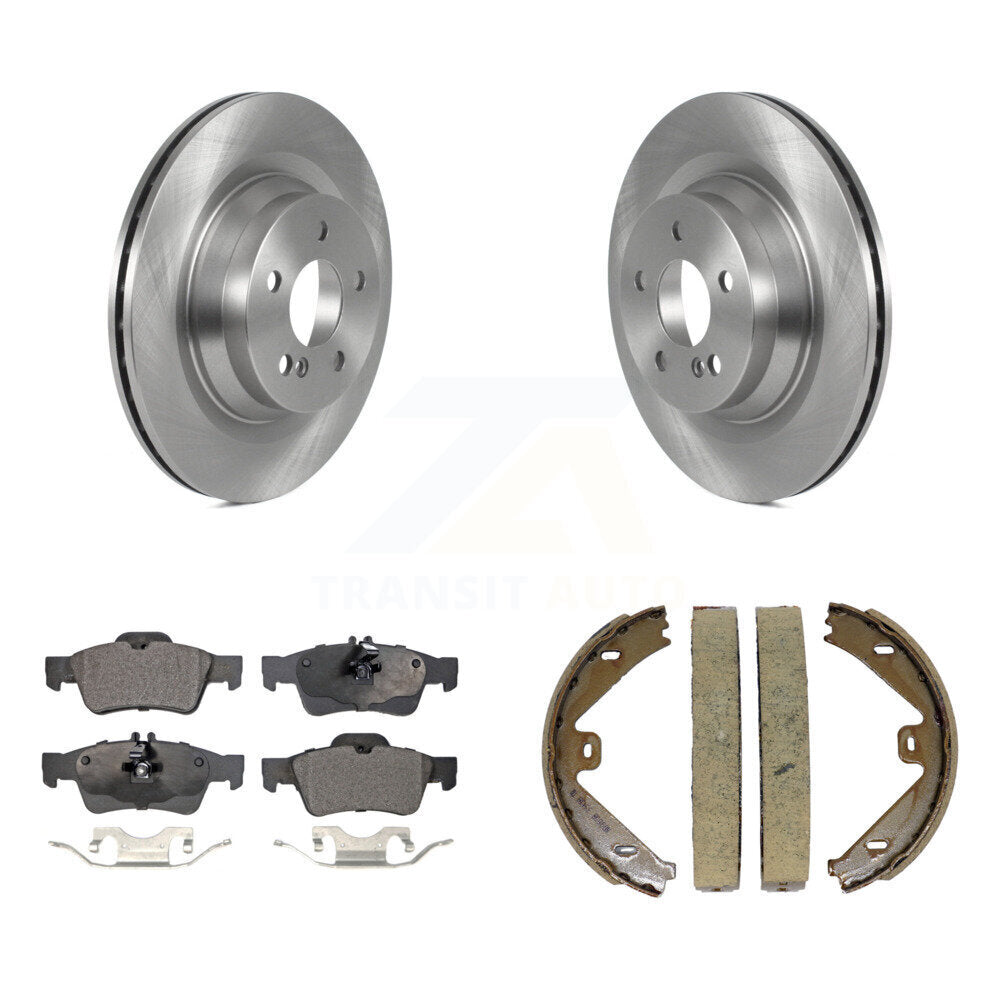 Rear Disc Rotors Semi-Metallic Pads Parking Brake Shoes Kit For Mercedes-Benz E550 CLS550 K8F-104505