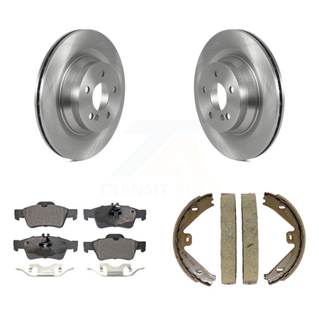 Rear Disc Rotors Semi-Metallic Pads Parking Brake Shoes Kit For Mercedes-Benz E550 CLS550 K8F-104505