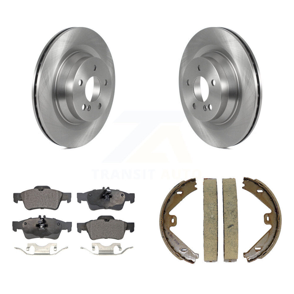 Rear Disc Rotors Semi-Metallic Pads Parking Brake Shoes Kit For Mercedes-Benz E550 CLS550 K8F-104505