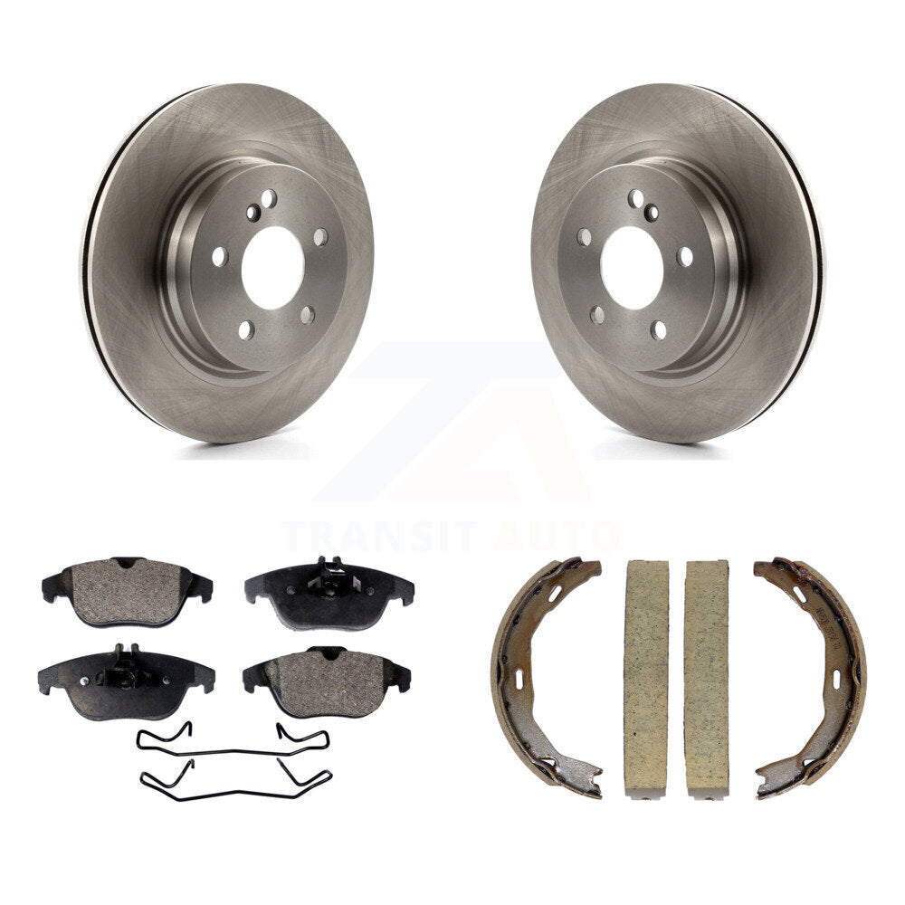 Rear Disc Rotors Semi-Metallic Pads & Parking Shoes Kit For Mercedes-Benz C300 C350 E350 K8F-104507