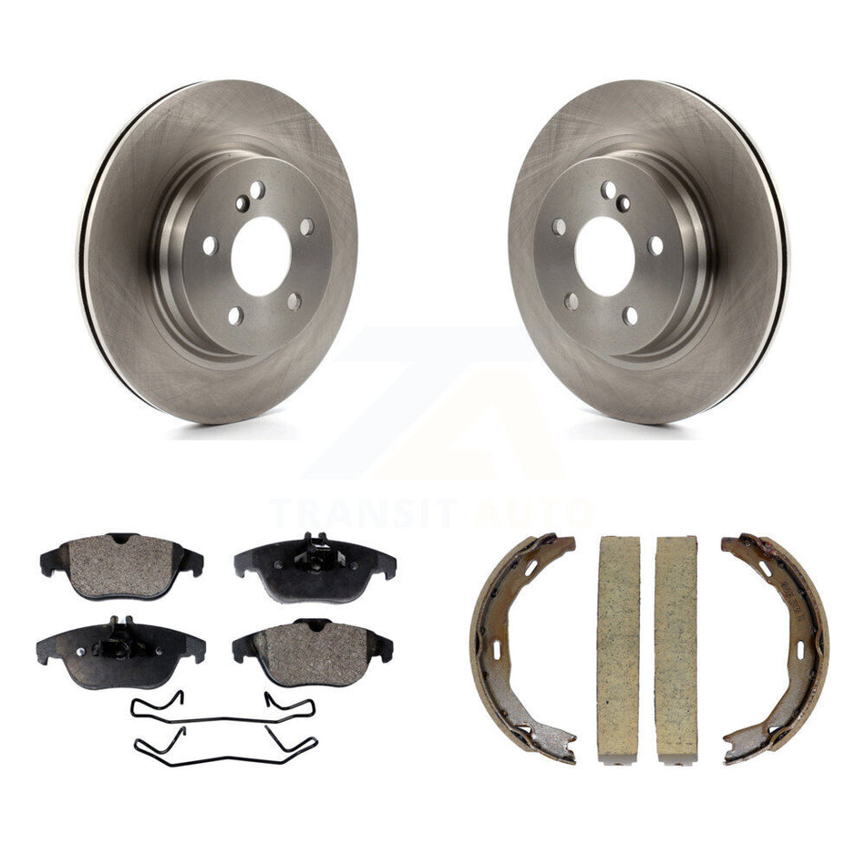 Rear Disc Rotors Semi-Metallic Pads & Parking Shoes Kit For Mercedes-Benz C300 C350 E350 K8F-104507