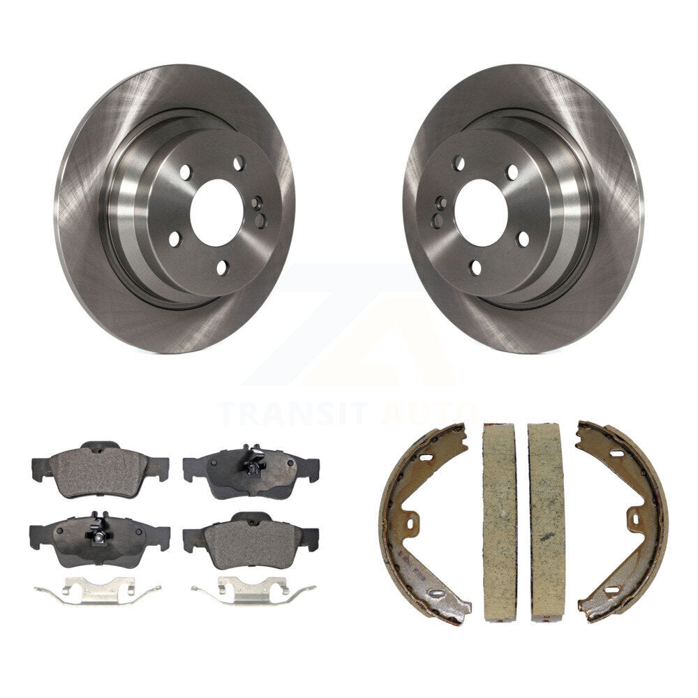 Rear Disc Rotors Semi-Metallic Pads & Parking Brake Shoes Kit For Mercedes-Benz E250 E350 K8F-104511