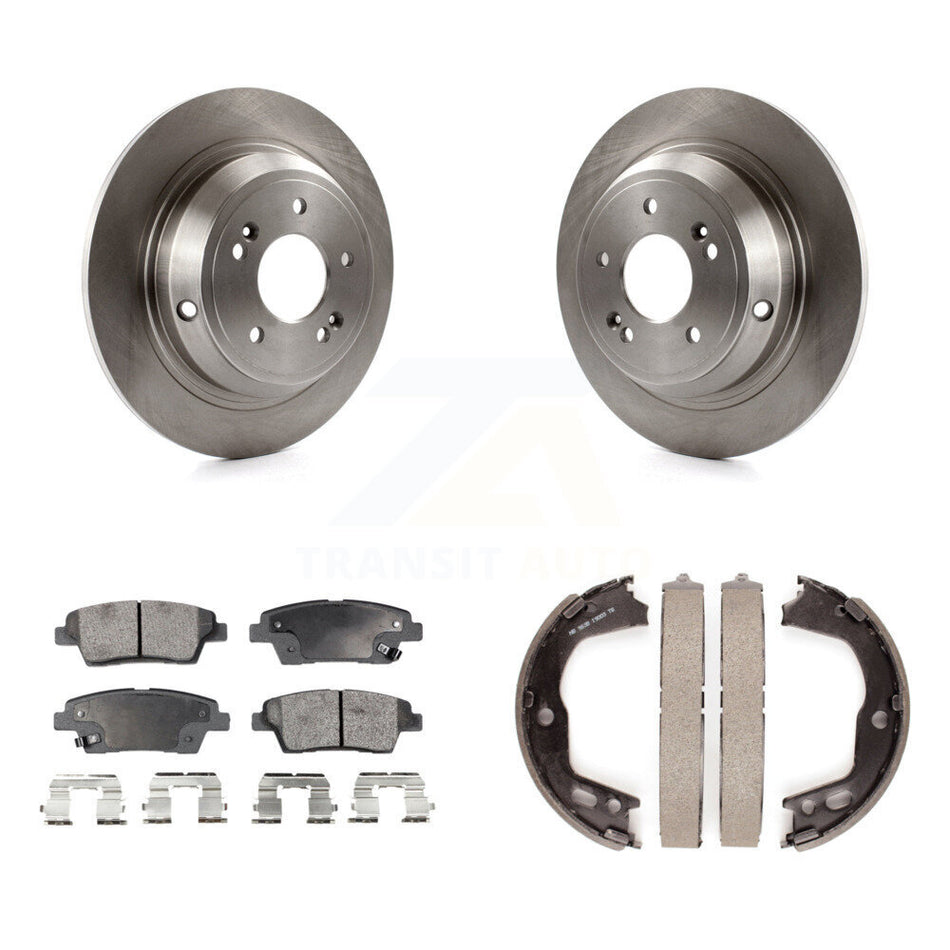 Rear Disc Rotors Semi-Metallic Pads And Parking Brake Shoes Kit For Hyundai Genesis K8F-104514
