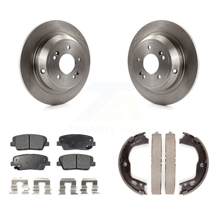 Rear Disc Rotors Semi-Metallic Pads And Parking Brake Shoes Kit For Hyundai Genesis K8F-104516