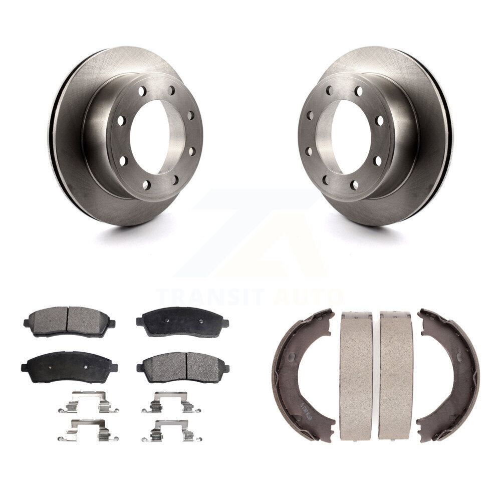 Rear Disc Rotors Semi-Metallic Pads And Parking Shoes Kit For Ford F-350 Super Duty F-250 K8F-104517