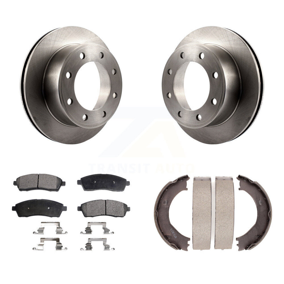 Rear Disc Rotors Semi-Metallic Pads And Parking Shoes Kit For Ford F-350 Super Duty F-250 K8F-104517