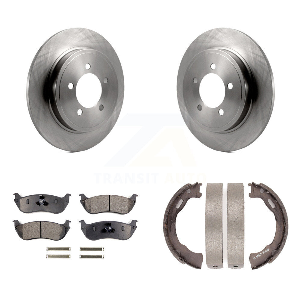 Rear Disc Rotors Semi-Metallic Pads And Parking Brake Shoes Kit For Ford Explorer Mercury K8F-104520
