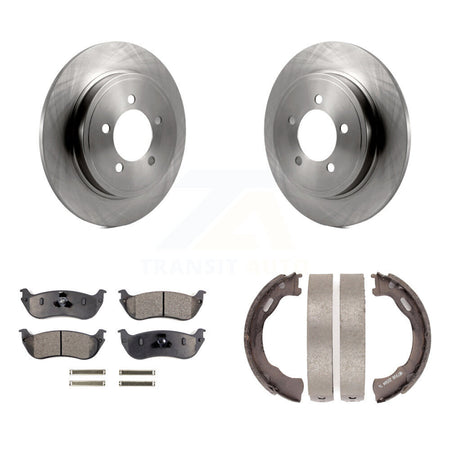 Rear Disc Rotors Semi-Metallic Pads And Parking Brake Shoes Kit For Ford Explorer Mercury K8F-104520