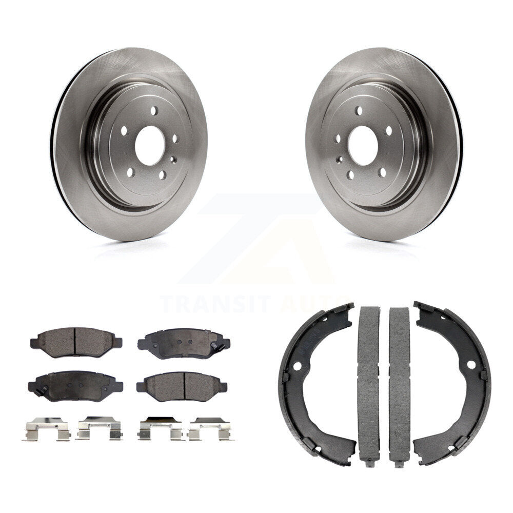 Rear Disc Rotors Semi-Metallic Pads And Parking Brake Shoes Kit For Cadillac CTS K8F-104524