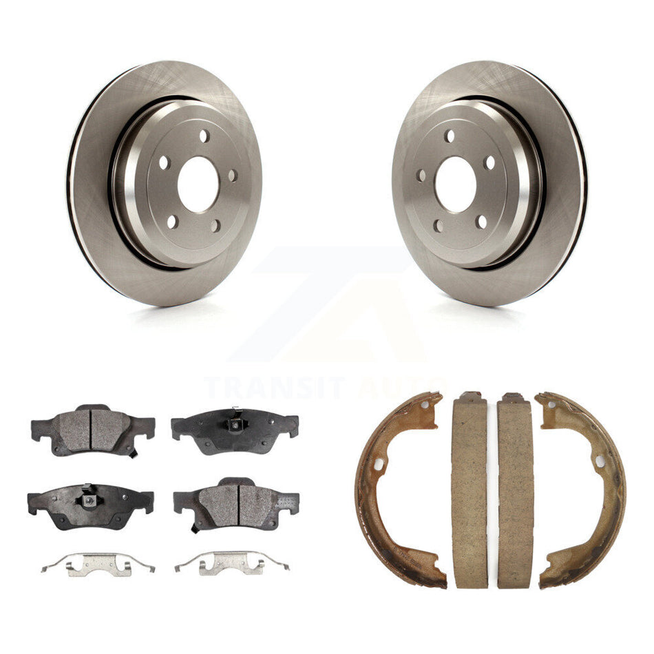 Rear Disc Rotors Semi-Metallic Pads & Parking Shoes Kit For Jeep Grand Cherokee Dodge WK K8F-104527