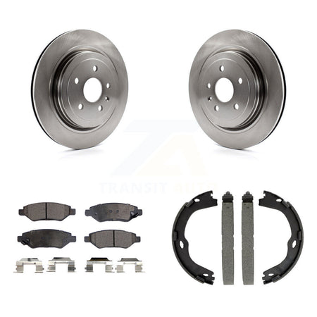 Rear Disc Rotors Semi-Metallic Pads And Parking Brake Shoes Kit For Cadillac CTS K8F-104530