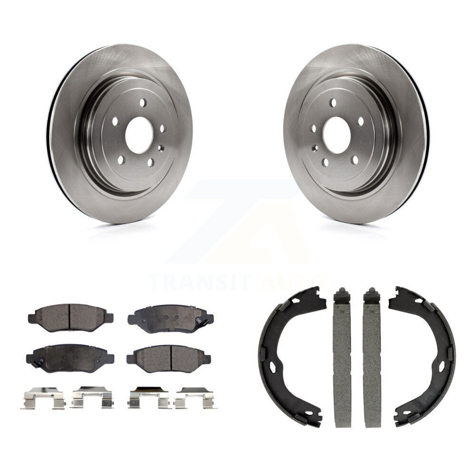 Rear Disc Rotors Semi-Metallic Pads And Parking Brake Shoes Kit For Cadillac CTS K8F-104530