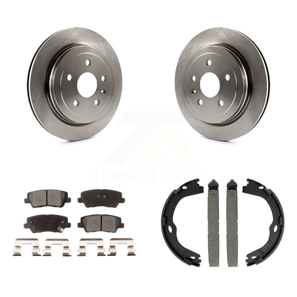 Rear Disc Rotors Semi-Metallic Pads And Parking Brake Shoes Kit For Cadillac CTS K8F-104531