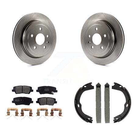 Rear Disc Rotors Semi-Metallic Pads And Parking Brake Shoes Kit For Cadillac CTS K8F-104532