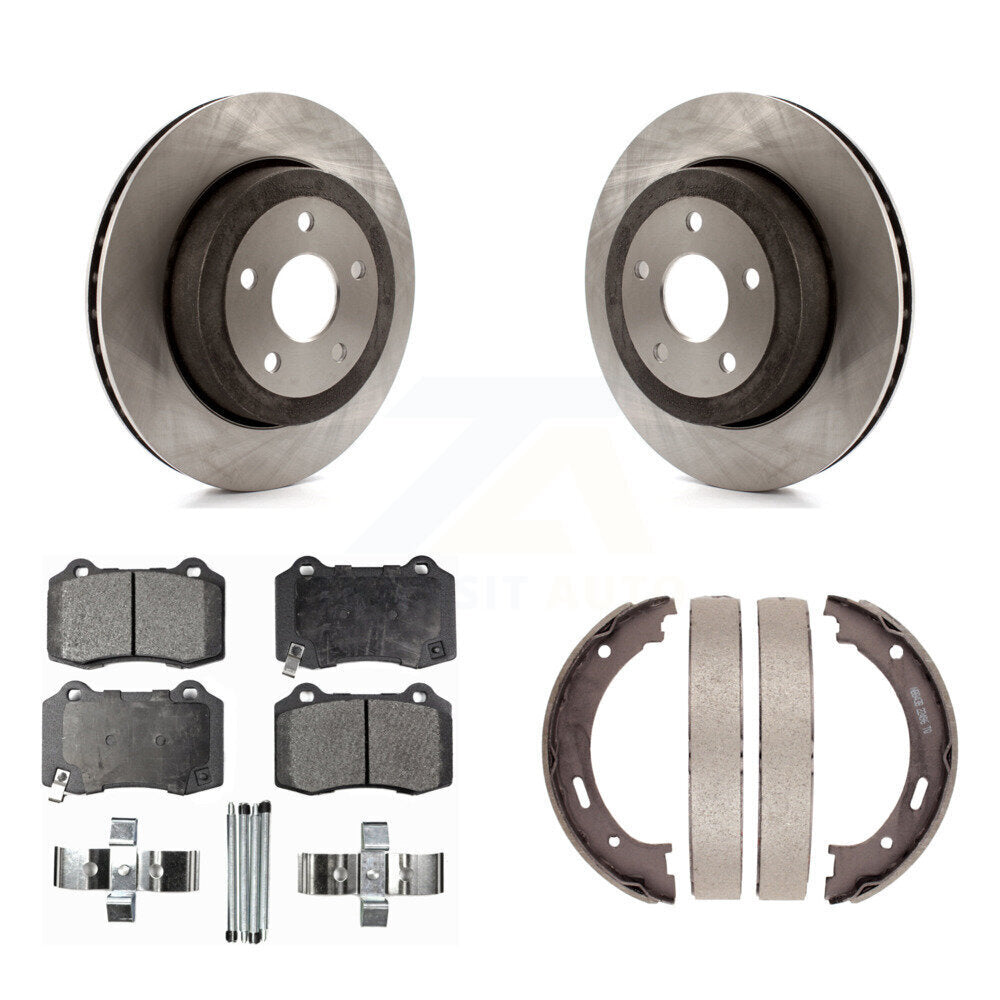 Rear Disc Rotors Semi-Metallic Pads Parking Shoes Kit For 06-10 Jeep Grand Cherokee SRT8 K8F-104535