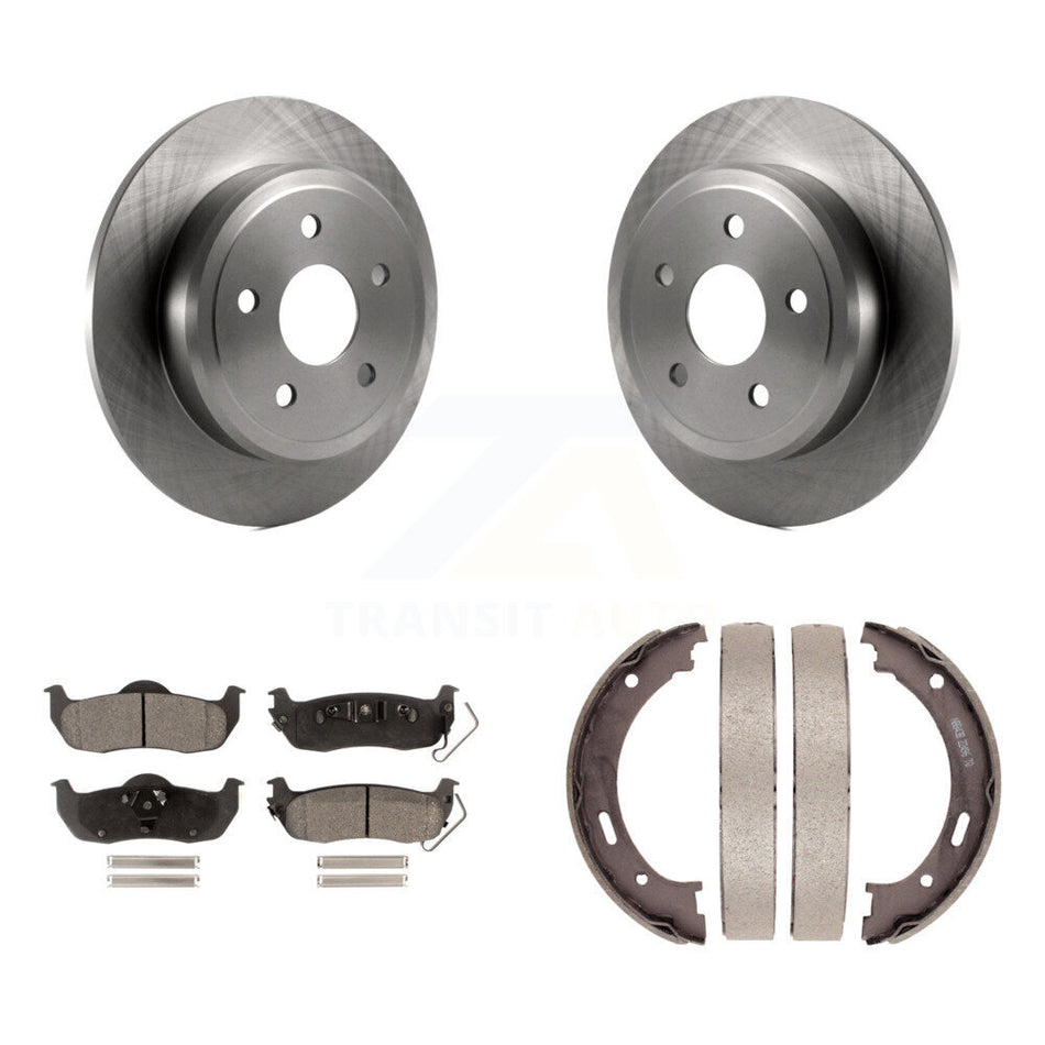 Rear Disc Rotors Semi-Metallic Pads & Parking Shoes Kit For Jeep Grand Cherokee Commander K8F-104536