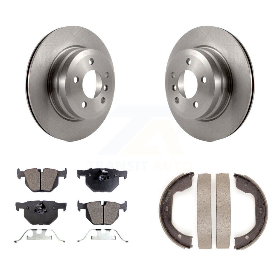 Rear Disc Rotors Semi-Metallic Pads And Parking Brake Shoes Kit For BMW X5 X6 K8F-104537
