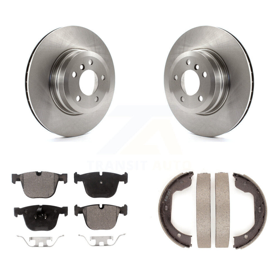 Rear Disc Rotors Semi-Metallic Pads And Parking Brake Shoes Kit For BMW X5 X6 K8F-104538