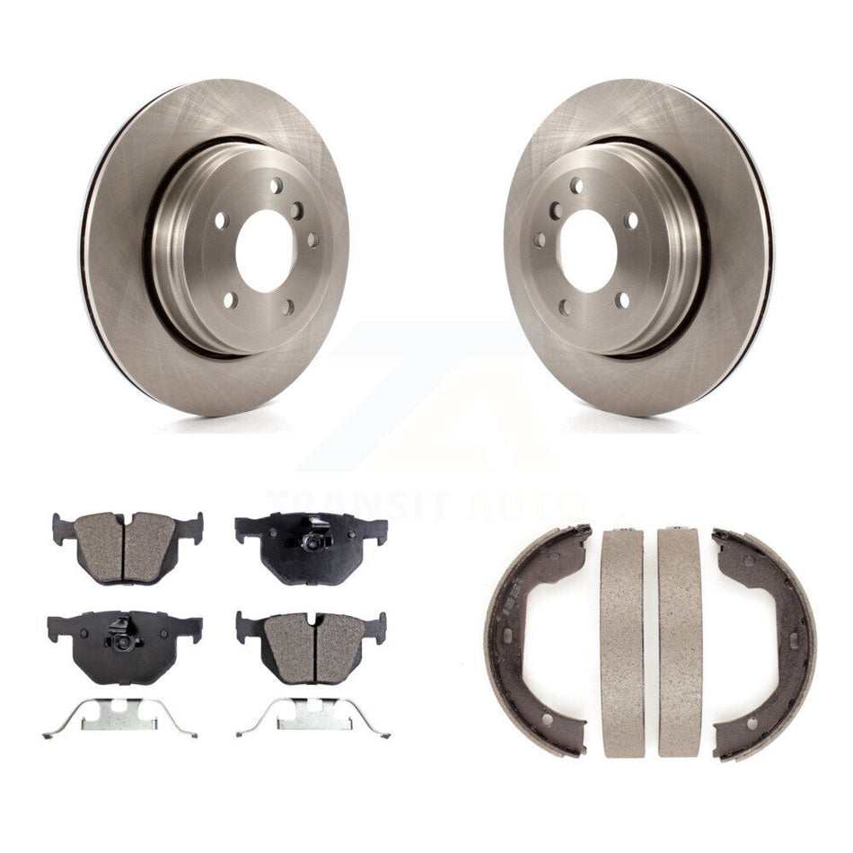 Rear Disc Rotors Semi-Metallic Pads And Parking Brake Shoes Kit For BMW 530i 525i 528i K8F-104539