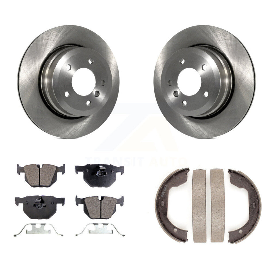 Rear Disc Rotors Semi-Metallic Pads And Parking Shoes Kit For BMW 530xi 528i xDrive 535i K8F-104540