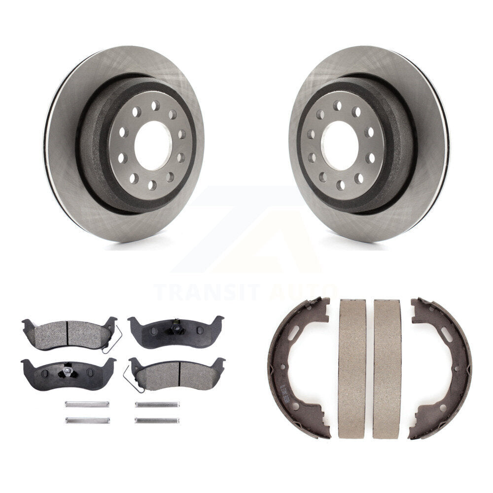 Rear Disc Rotors Semi-Metallic Pads & Parking Shoes Kit For 03-11 Lincoln Town Car Sedan K8F-104550