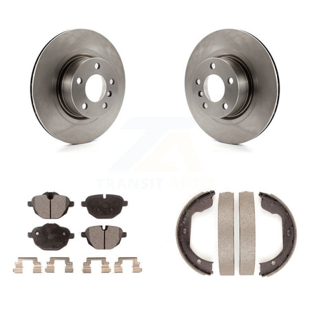 Rear Disc Rotors Semi-Metallic Pads And Parking Brake Shoes Kit For 2011 BMW X3 xDrive28i K8F-104552