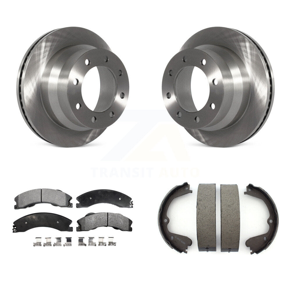 Rear Disc Rotors Semi-Metallic Pads Parking Shoes Kit For Chevrolet Express 3500 GMC 4500 K8F-104554